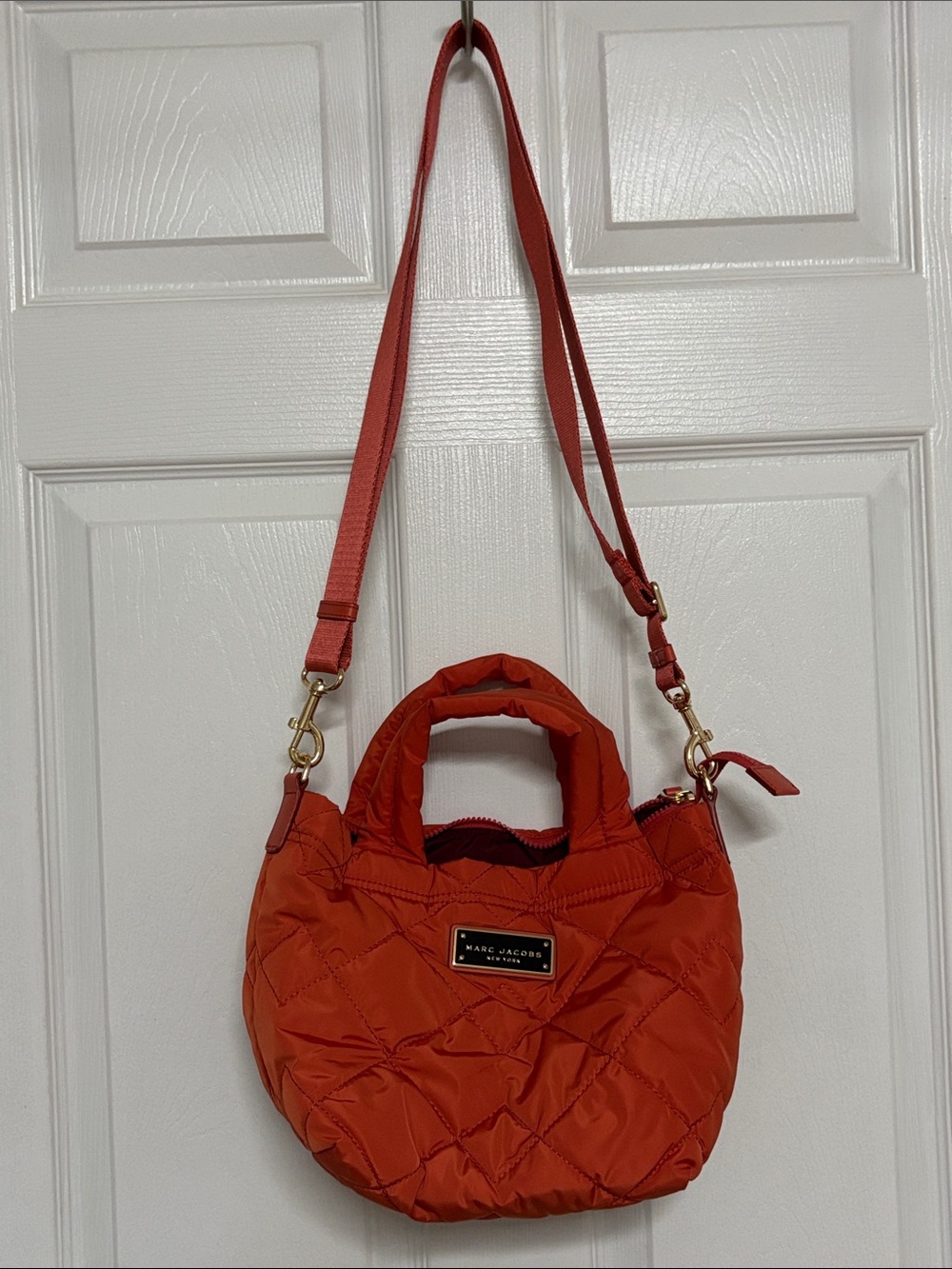 Marc Jacobs Quilted Orange Crossbody Tote Bag